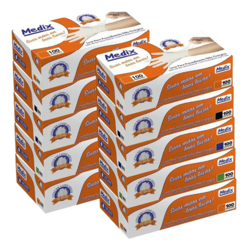 Kit 10 Caixas Látex Medix Com Pó 1000 Unidades