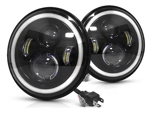 Par 2 Farol Angel Eyes Led Volkswagen Fusca Kombi 7 Polegada