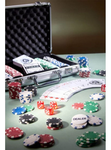 Maletin Poker Promoopcion Fichas Cartas Dados Juego Azar Color Gris