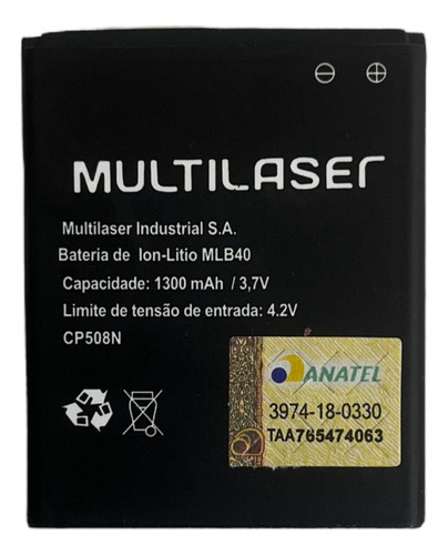 Ba-ter-ia Mlb40 Multilaser Ms40 P9007 Ja