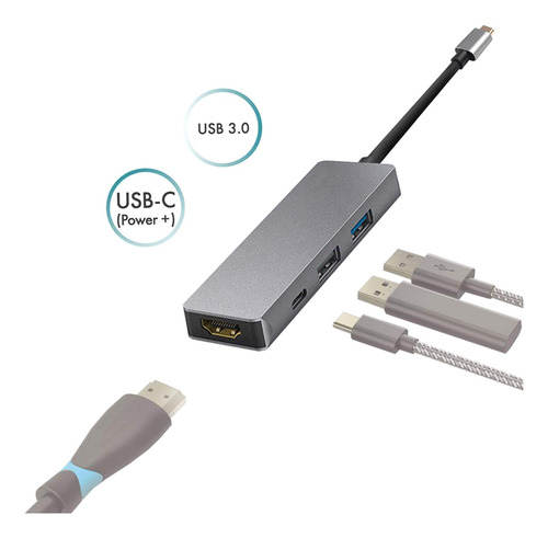 Concentrador Usb 1, Usb 3.0 2.0 Con 4k Pd Carga Adaptadores