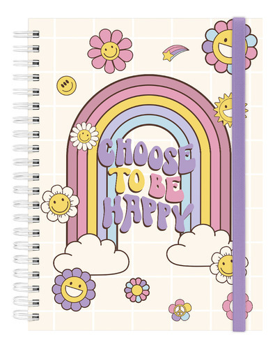 Caderno Universitário Plus Retro Arco Iris 10 Matérias Cor Colorido