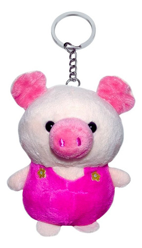 Pelúcia Porquinho Com Chaveiro Toque Macio Rosa Pinky