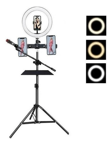 Aro De Luz Tripie Audiobahn Con 5 Soportes Ajustable