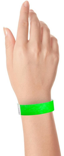 Pulseras De Tyvek Verde Neón Eventos 200 Unidades Puls...