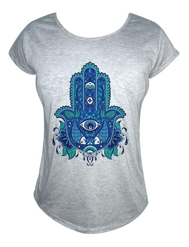 Remera Sublimada Mujer Mano De Fatima Azul