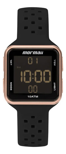 Relógio De Pulso Digital Mormaii Com Correia De Silicone Cor Preto - Rosé