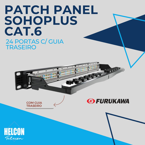 Patch Panel Cat6 24 Portas Furukawa C Guia Traseiro T568a/b