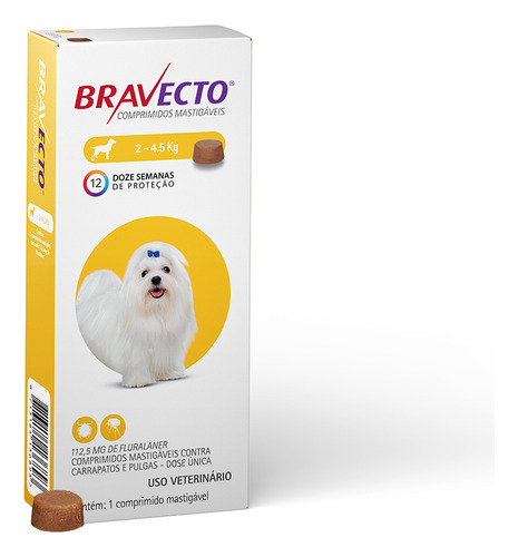01 Bravecto Cães De 2 A 4kg E 01 Bravecto 4,5 A 10kg 250mg