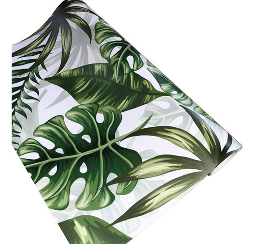 Imagem 4 de 4 de Papel De Parede Lavável Adesivo Folhagem Verde 300x52cm