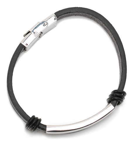 Imagen 4 de 10 de Pulsera Hombre Placa Grabable Color Plata