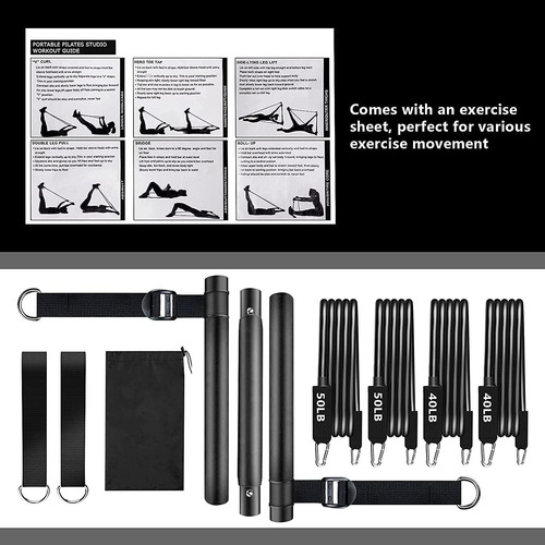 Kit De Barras De Pilates Con Bandas De Resistencia 4 Bandas
