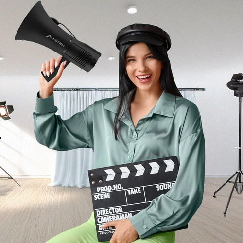 Megafono Recargable Mitzu Meg-680bk 25w 800m Alcance Negro
