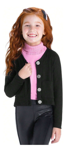 Suéter Cardigan Meninas Gola V Inverno 2024