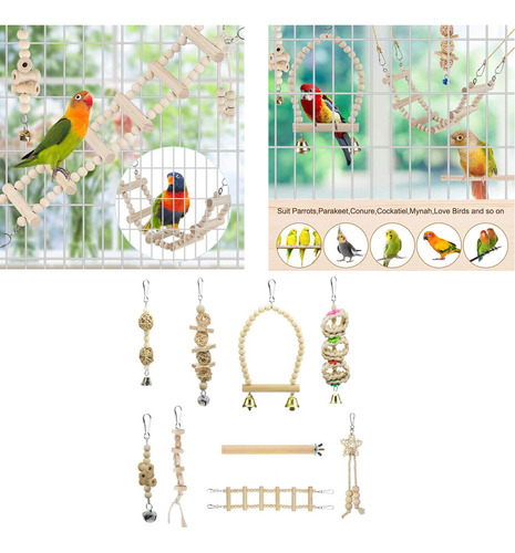 9x Pájaro Loro Columpio Masticar Juguetes Escalada Escalera