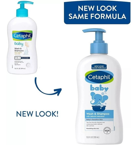 Cetaphil baby wash & shampoo calendula 2 en 1 piel y cabello 399ml 13.5 Oz