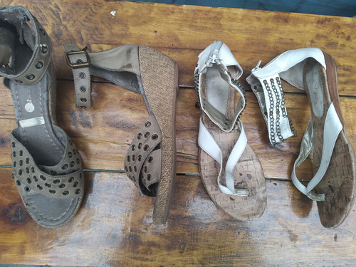 Lote 2 Pares D Sandalias De Mujer Talle 38 Distintos Modelos