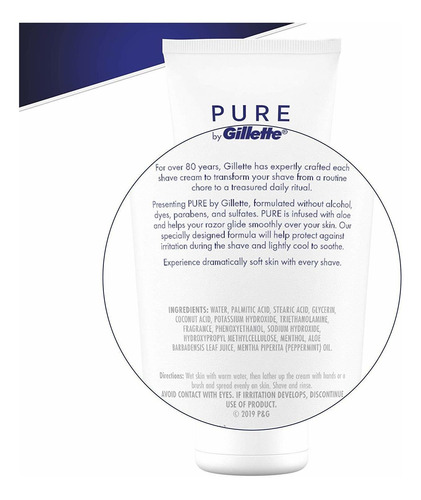 Puré Por Gillette Crema De Afeitar Calmante Con Aloe, 6 Onza
