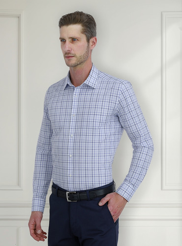 Camisa De Vestir Scappino Popelina Regular Fit A Cuadros 829