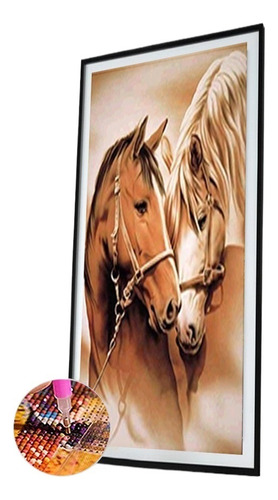 Pintura De Diamante Perforada En 5d Con Forma De Caballo, Pu