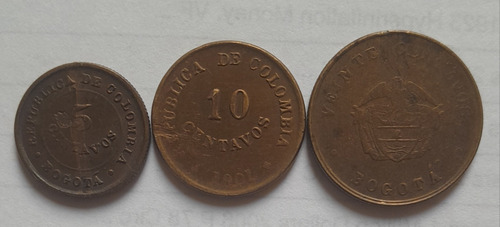 3 Monedas Lazareto, 5 , 10 Y 20 Centavos, Año 1901