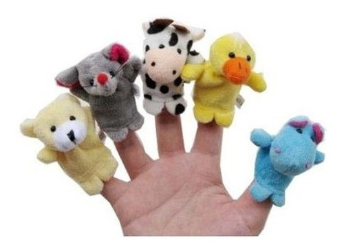Kit 10 Pçs Fantoche De Dedo Animais De Pelúcia - Dedoche