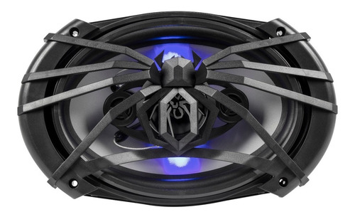 Imagen 2 de 5 de Par De Bocina 6.x9 Cono Plata Y Led Azul
