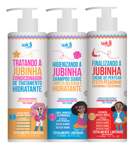 Kit Jubinha Infantil Shampoo Condicionador E Creme Pesadinho