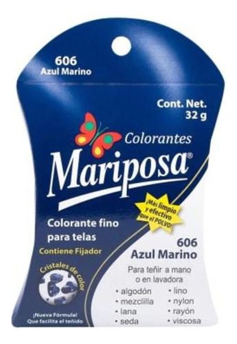 Colorante Para Telas Mariposa En Cristales 32gr Azul Marino