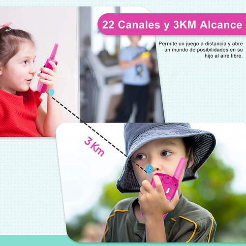 2 Pzas Walkie Talkies Para Niñas, 3km Largo Alcance Radios