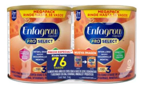 2 Enfagrow Premium Fórmula Etapa 3 Pro Select 1.5kg Cada Una