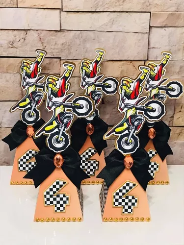 Topper de bolo de moto, tema de motocross, festa de aniversário