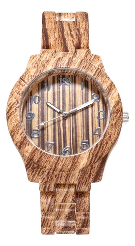 Reloj De Cuarzo Digital Moderno Con Vetas De Madera