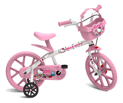 Bicicleta Rod 14 Hello Kitty Con Canasto Y Ruedas - El Rey