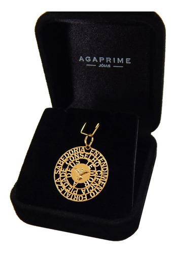 Pingente Mandala Divino Em Ouro 18k Com Diamante 22mm