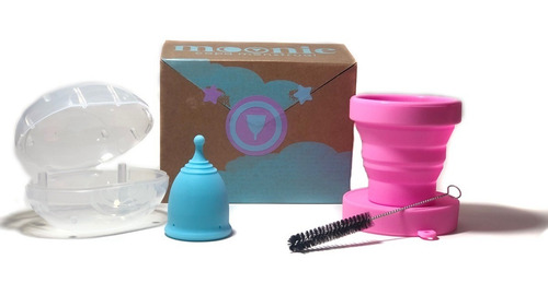 Copa Menstrual Moonie + Juego De Limpieza Color Azul Talla S