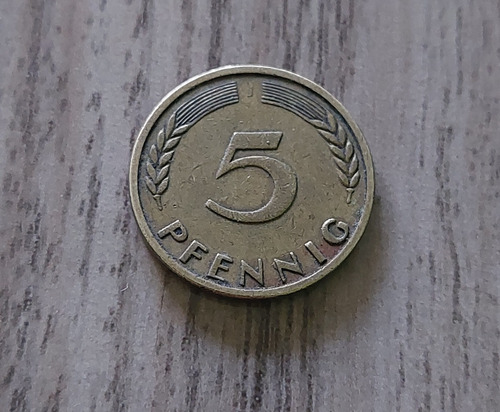 5 Pfennig Año 1950 Letra J