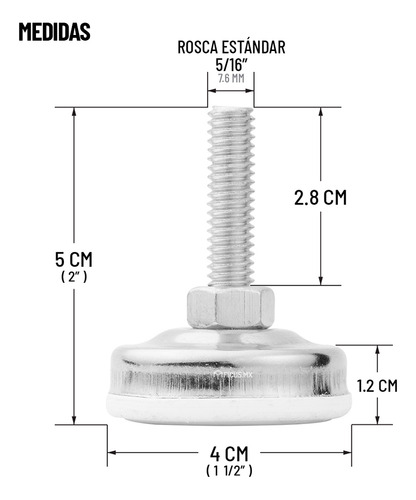 Nivelador Para Muebles Regaton Metalico Rosca 5/16 8 Unidades