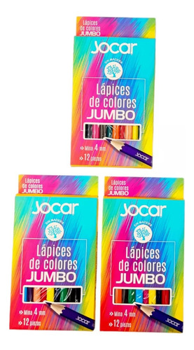 3 Cajas Lápices De Colores Jumbo Triangulares 12 Piezas