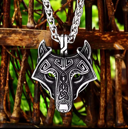 Collar Hombre Lobo Nórdico Acero Incluye Caja!!