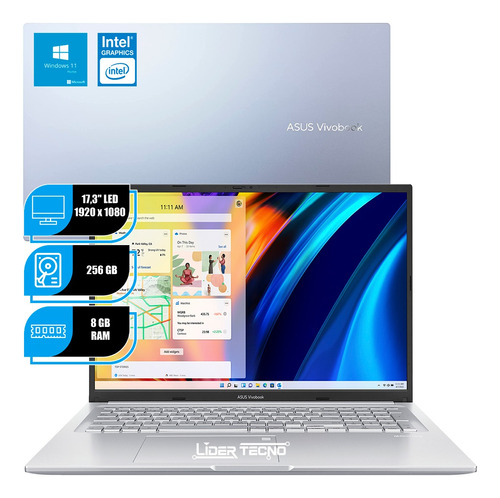 Notebook Asus 17.3'' I3 8gb 256gb Win11 Bisagra 180°