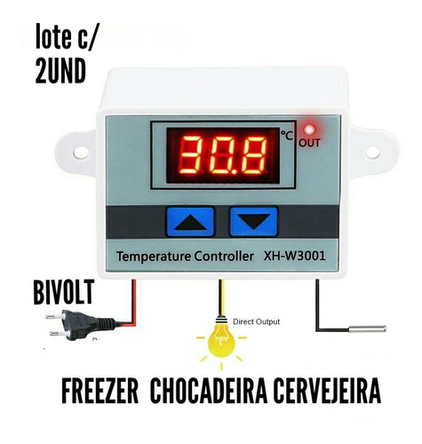  2 Termostato Digital 110/220v Para Freezer,chocadeira