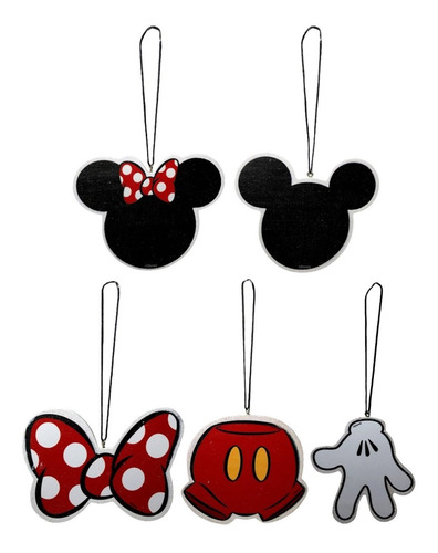 Imagem 1 de 4 de Kit 05 Enfeites Árvore De Natal Mickey E Minnie Mouse Disney