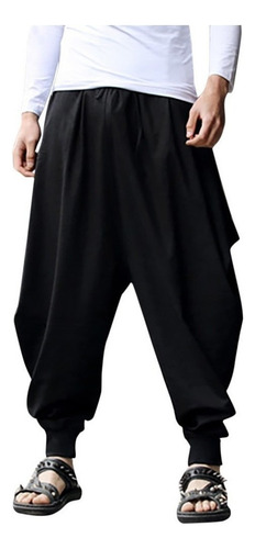 Pantalón Hombre Harem Algodón Lino Festival Baggy Solid Tro