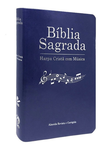 Bíblia Sagrada Com Harpa Cristã Com Música - Capa Luxo Azul