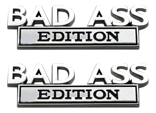 2 Pack Bad Ass Edition Emblems 3d Metal Badass Badge Adhesiv