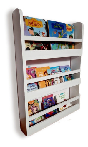 Librero Infantil Repisa Revistero Montessori Blanco 3niveles