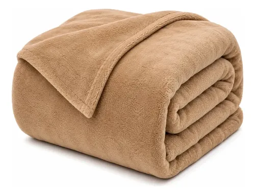 Cobertor Life Tex II Microfibra Casal Liso Marrom Claro 200x180cm