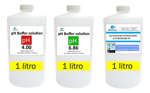 2 Buffer Calibrar Ph 4.01 6.86 + Sol Limpieza Elec. Ph 1l Cu