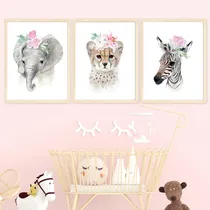 Comprar Set X3 Cuadros Infantiles Nórdicos Animales Shabby Boho - Varias Medidas! 